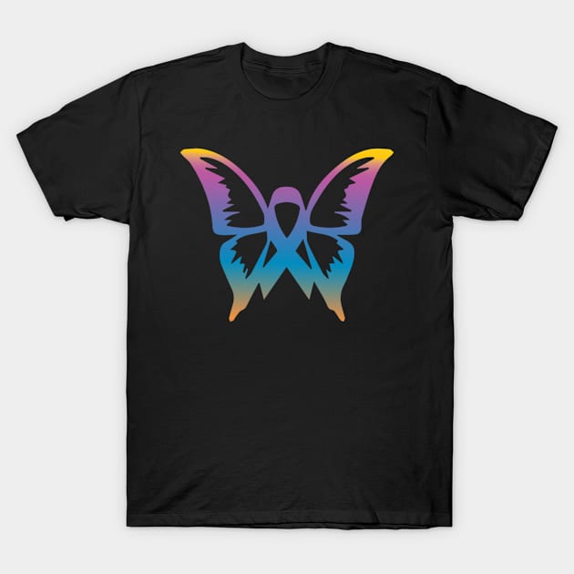 Cancer Ribbon Butterfly T-Shirt by SarahBean